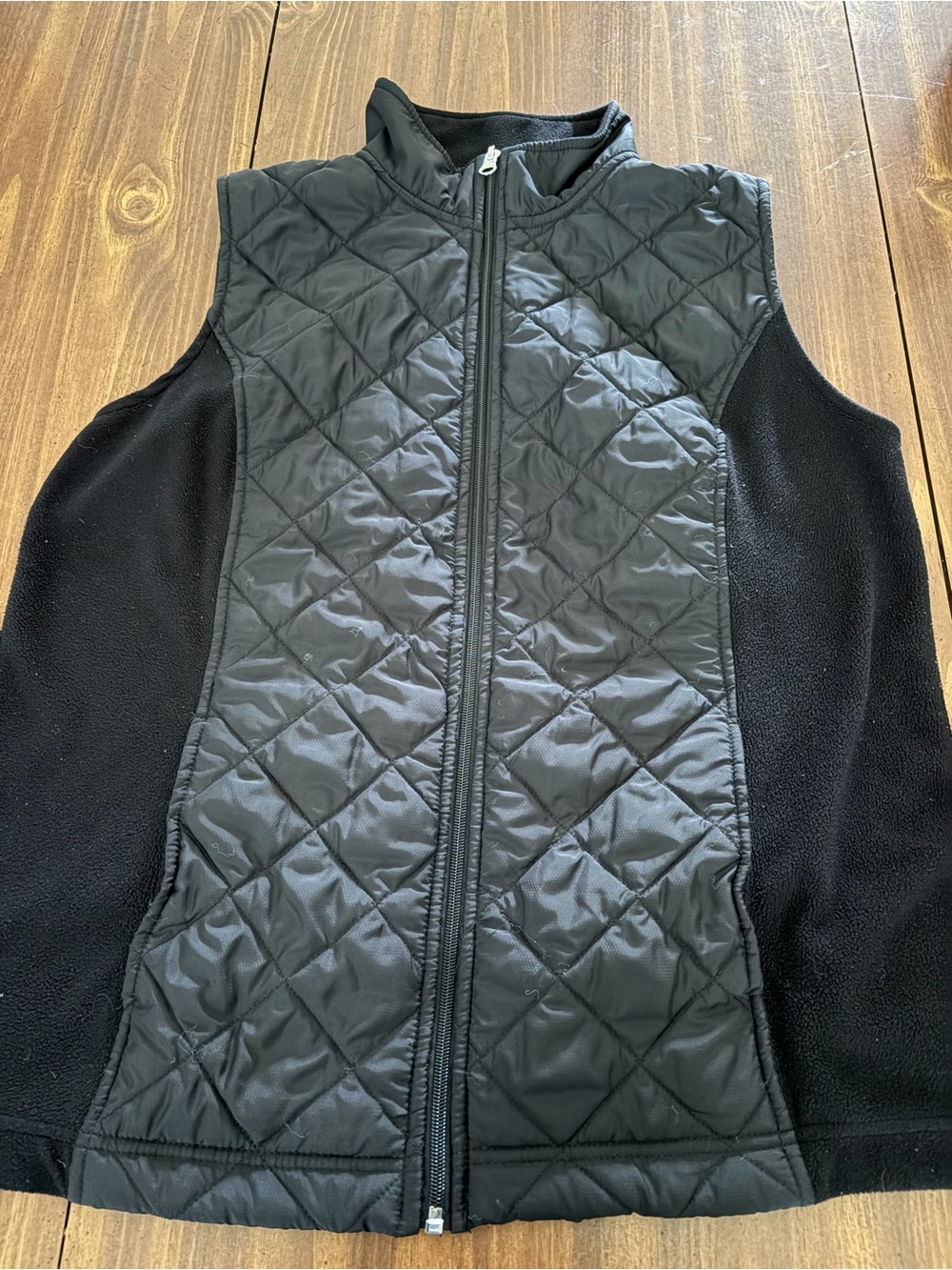 made for life Black Quilted Front Vest with Fleece Sides